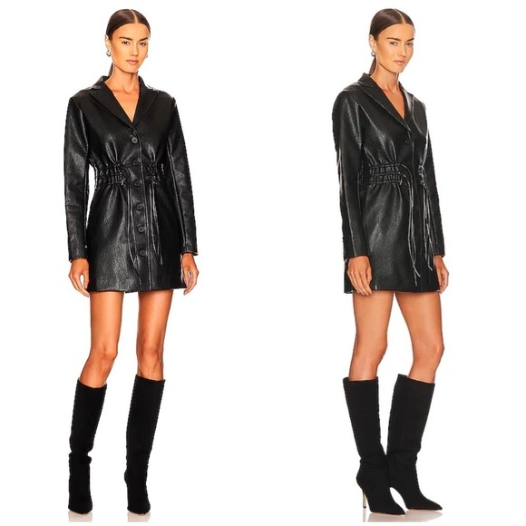 Line & Dot Noa Faux Leather Dress in Black Size XS - Picture 1 of 9